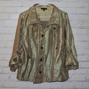 ✨ Notations Metallic Gold Jacket · Size Large · Textured Shine